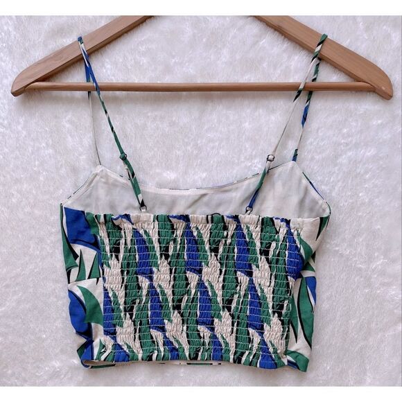 NWT Zara Celeb Style Blogger’s Favorite Printed Linen Blend Crop Top, Size XS - Picture 12 of 14